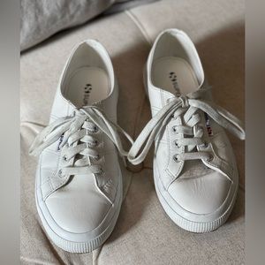 Superga Leather Women’s Sneakers Shoes in White